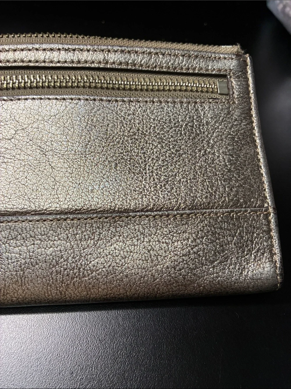 Coach Metallic Taupe Leather Wristlet